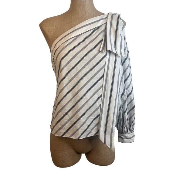 Milly Nina One Shoulder Blouse SZ 2 - Picture 5 of 11